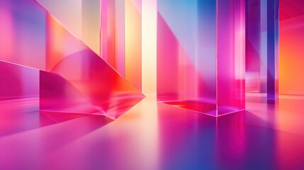 A sleek, geometric backdrop, where shapes of varying sizes and colors shimmer and intertwine in a dynamic composition, forming a captivating visual narrative.