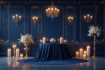 Chic Navy Blue Backdrop with Glowing Elegant Visual Features