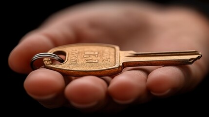 Golden key held in hand