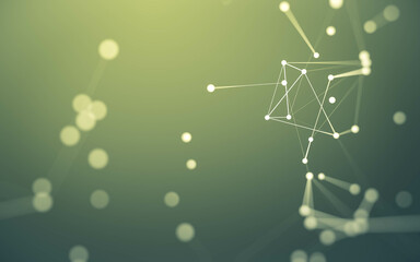 Abstract background. Molecules technology with polygonal shapes, connecting dots and lines. Connection structure. Big data visualization.