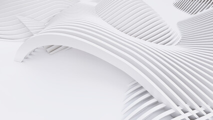 Abstract Curved Shapes. White Circular Background.