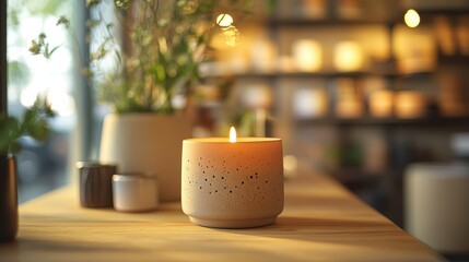 A soft, out-of-focus bokeh effect illuminates a product, highlighting its texture and form in a warm, inviting glow.