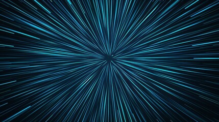 Obraz premium Experience a stunning abstract visual with blue light streaks emanating from a central point on a dark canvas.