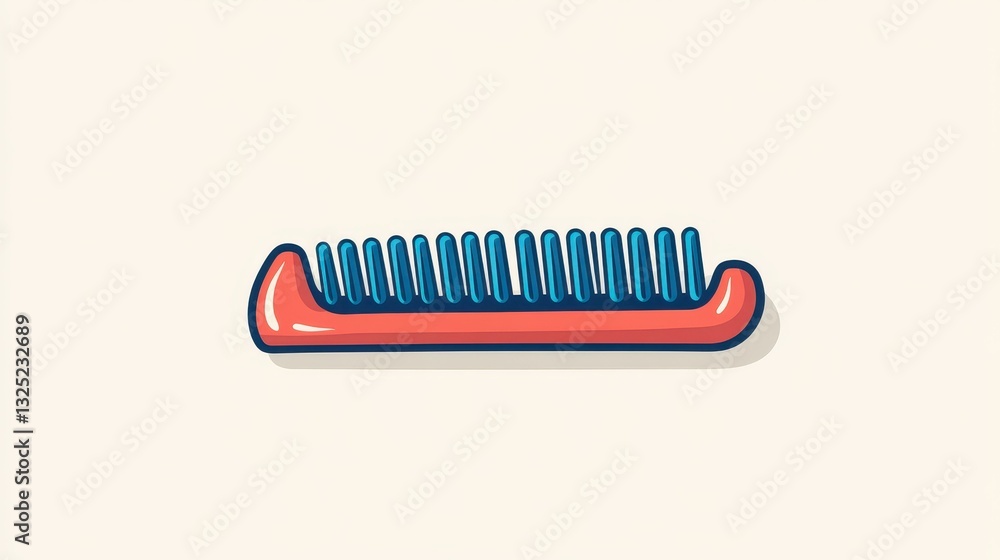 Poster quirky handdrawn cartoon of a comb in a fun doodle style, ideal for adding a playful touch to any pr