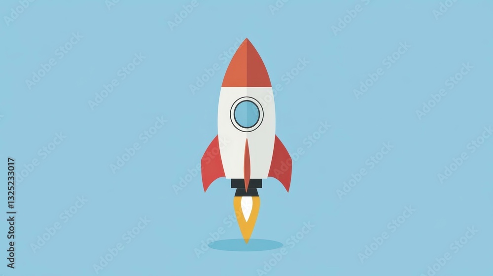 Poster a sleek rocket design featuring minimal shapes and a vibrant color palette against a clean backdrop 
