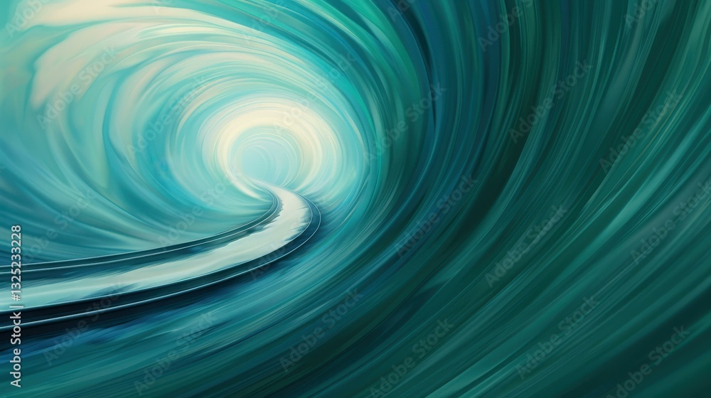 Poster a serene blend of tranquility and speed, featuring warp lightspeed with clean lines for a striking v