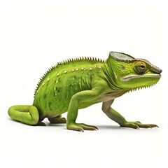 Obraz premium A vibrant chameleon silhouette, expertly cut out, revealing its unique shape against a clean white backdrop.