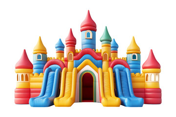 Colorful Inflatable Castle with Slides for Fun Outdoor Playtime Activities