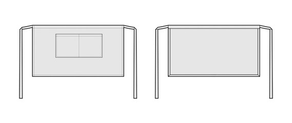 Aprons Short bistro and waist technical fashion illustration. Hip uniform Flat sketch outline apparel template front, back view. Women, men unisex CAD mockup isolated on white background © Vectoressa