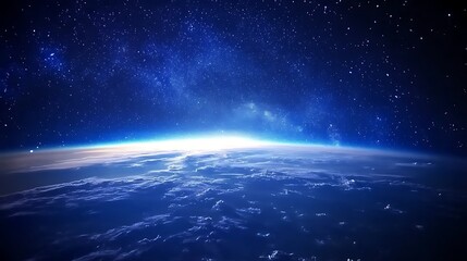 Fototapeta premium Earth view from space, with light, and stars