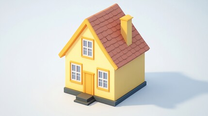 Charming Cartoon House: A Minimalist 3D Render of Home Sweet Home