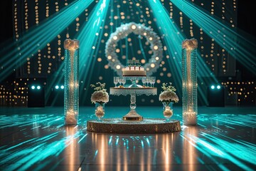 Teal Light Rays and Sparkling Effects for an Eye-Catching Celebration Scene