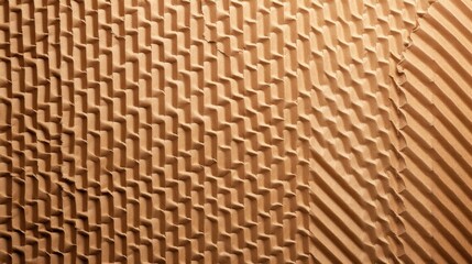 Fototapeta premium Explore the rich texture of brown corrugated cardboard paper in stunning top view, perfect for creative projects.