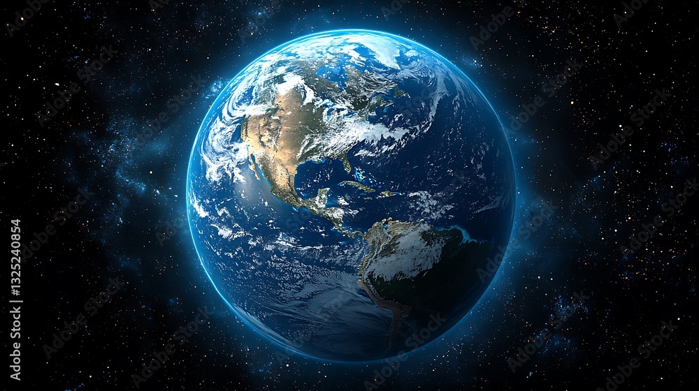 Wall mural a digitally rendered image of planet earth in outer space