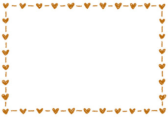 手描きのクレヨン素材　背景　ハートのフレーム