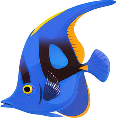 Colorful Exotic Fish with Elegant Tail Isolated on Transparent Background