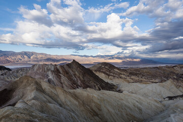 Early morning view of the Golden Canyon Badlands at Death Valley National Park in California.