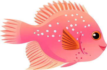 Colorful Exotic Fish with Elegant Tail Isolated on Transparent Background