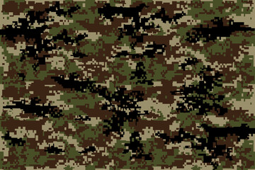 Camouflage seamless pattern. Trendy style camo, repeat print. Vector illustration. Khaki texture, military army green hunting