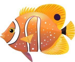 Colorful Exotic Fish with Elegant Tail Isolated on Transparent Background