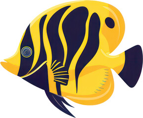 Colorful Exotic Fish with Elegant Tail Isolated on Transparent Background