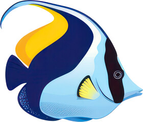Colorful Exotic Fish with Elegant Tail Isolated on Transparent Background