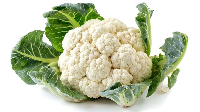 Whole fresh raw cauliflower isolated on white - Powered by Adobe