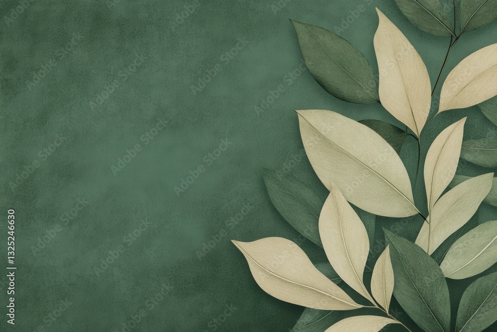 Aufkleber elegant textured leaves on a green background creating a calming atmosphere for sustainable design a