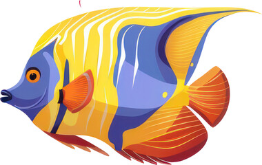 Colorful Exotic Fish with Elegant Tail Isolated on Transparent Background