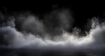 Obraz premium Misty Fog Over Calm Water at Night Creating an Ethereal and Mysterious Atmosphere for Use in Various Creative Projects