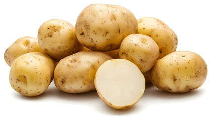Raw potatoes isolated on white background