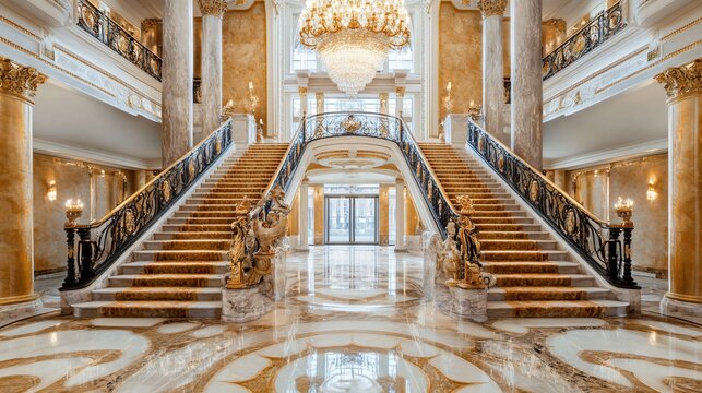 Fototapeta Breathtaking Panoramic View of Iconic Historic Hotel Adlon Kempinski in Berlin