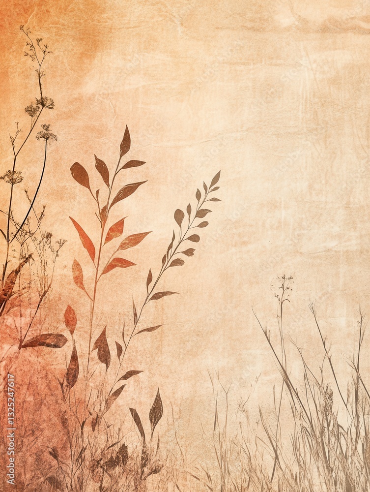 Poster bohemian style background with warm earth tones and organic patterns for artistic inspiration