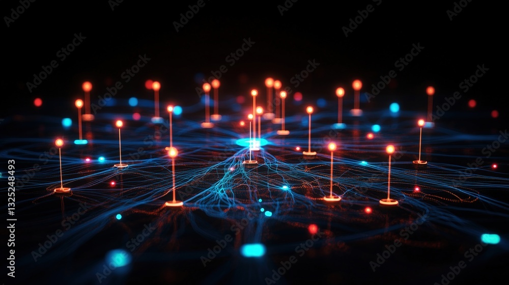 Poster a mesmerizing network of lights creating an engaging visual representation of connectivity and inter