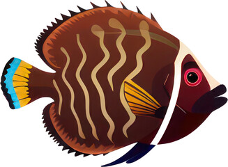 Colorful Exotic Fish with Elegant Tail Isolated on Transparent Background