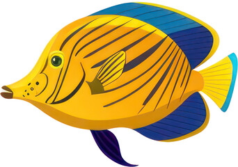 Colorful Exotic Fish with Elegant Tail Isolated on Transparent Background
