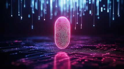 Intricate fingerprint pattern overlaying a high-tech circuit board representing modern cybersecurity concepts
