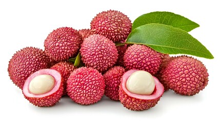 Lychee litchi fruits isolated on white