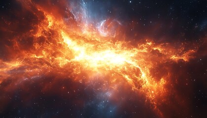 Fototapeta premium Fiery cosmic clouds and bright glowing gases in the outer space