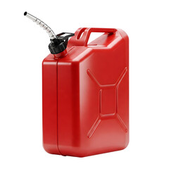 Red Metal Jerry Can with Spout on Transparent Background