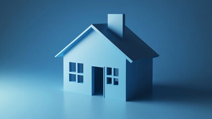 Minimalist blue house illustration, representing home, safety, and mortgage