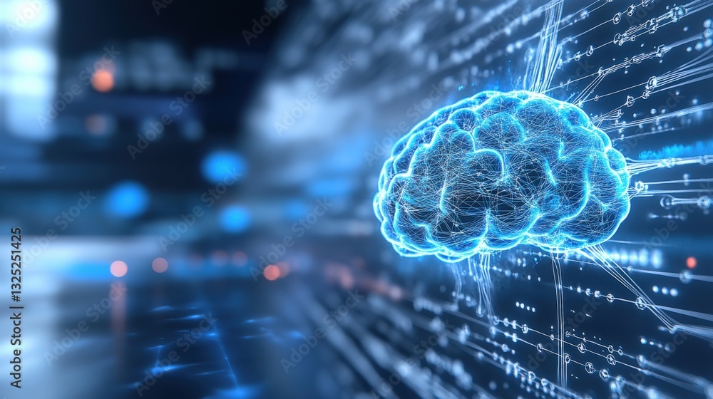 Poster innovative neural network simulation digital environment 3d visualization technology concept futuris