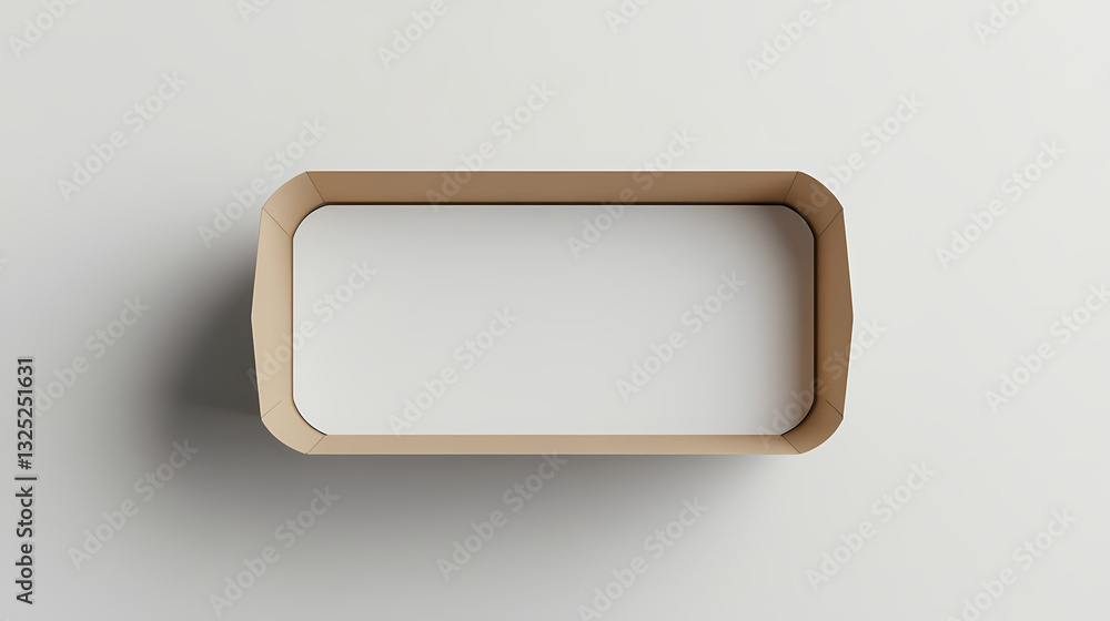 Poster minimalist tray: a top-down view of a simple, modern tray with rounded corners, showcasing clean lin