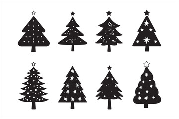 Obraz premium Decorative Christmas Tree Vector Set 