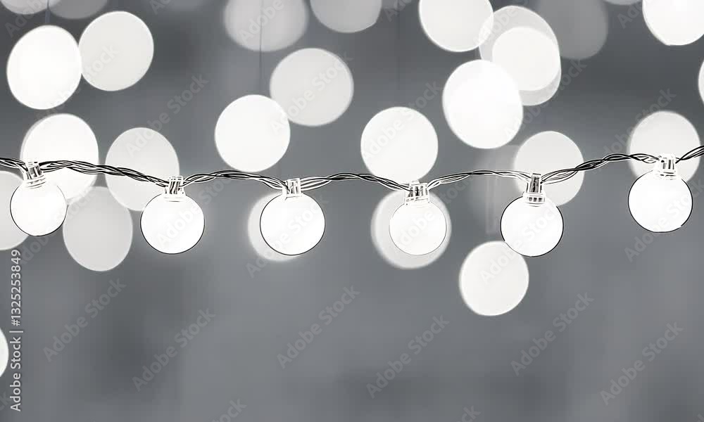 Poster white led string lights bokeh festive party decor illumination