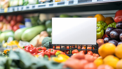 Fresh Produce Display: A vibrant array of colorful fresh vegetables and fruits artfully arranged on store shelves, with a focus on their natural beauty, enticing shoppers with their freshness.