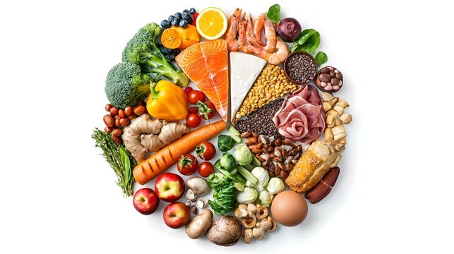 Food pie chart on white background