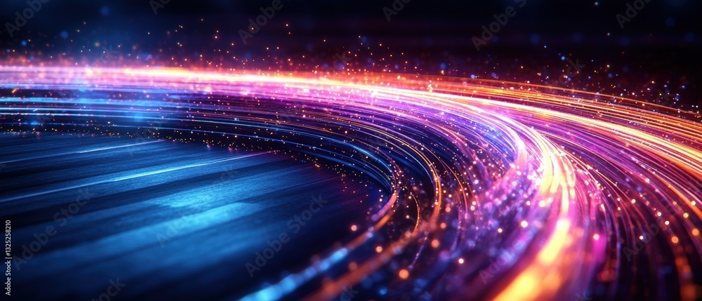 Poster colorful light streaks creating a dynamic and energetic abstract design as if capturing motion in a 