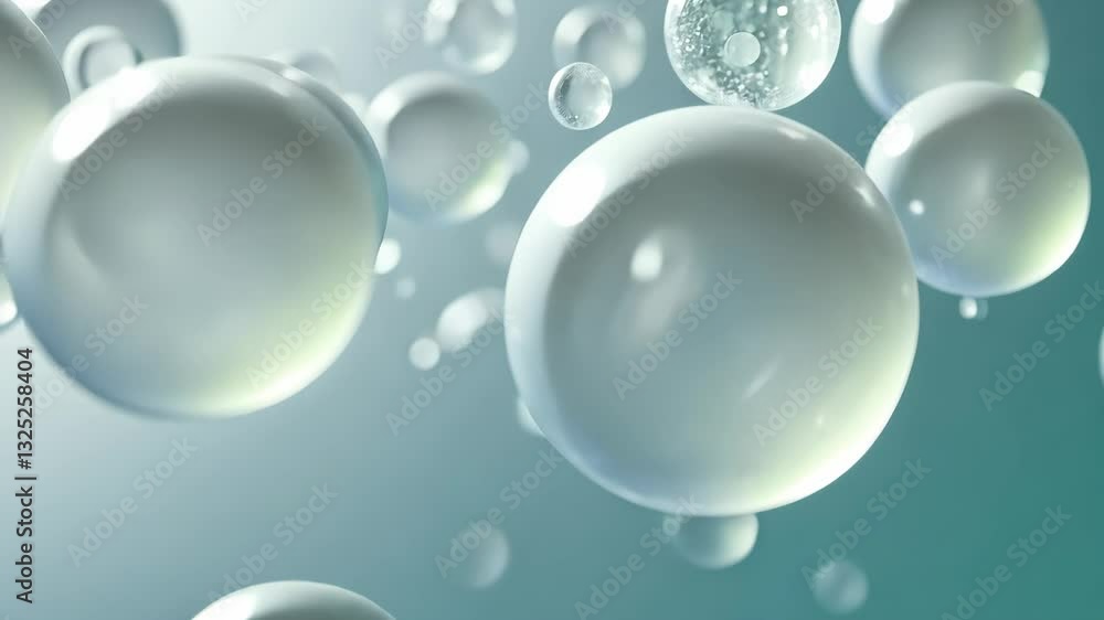Aufkleber spheres floating in a serene environment with soft lighting and calming colors