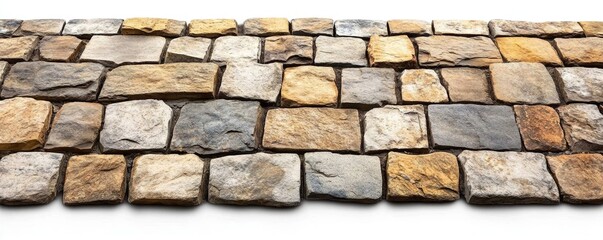 Textured Stone Wall with Varied Colors and Shapes for Landscaping and Architectural Design Projects